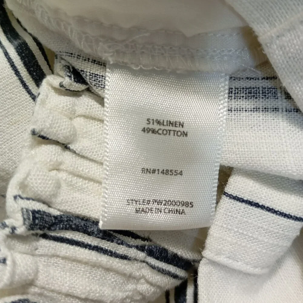 Indigo Rising Pants Cropped Striped Linen Cotton Blend Size M Womens